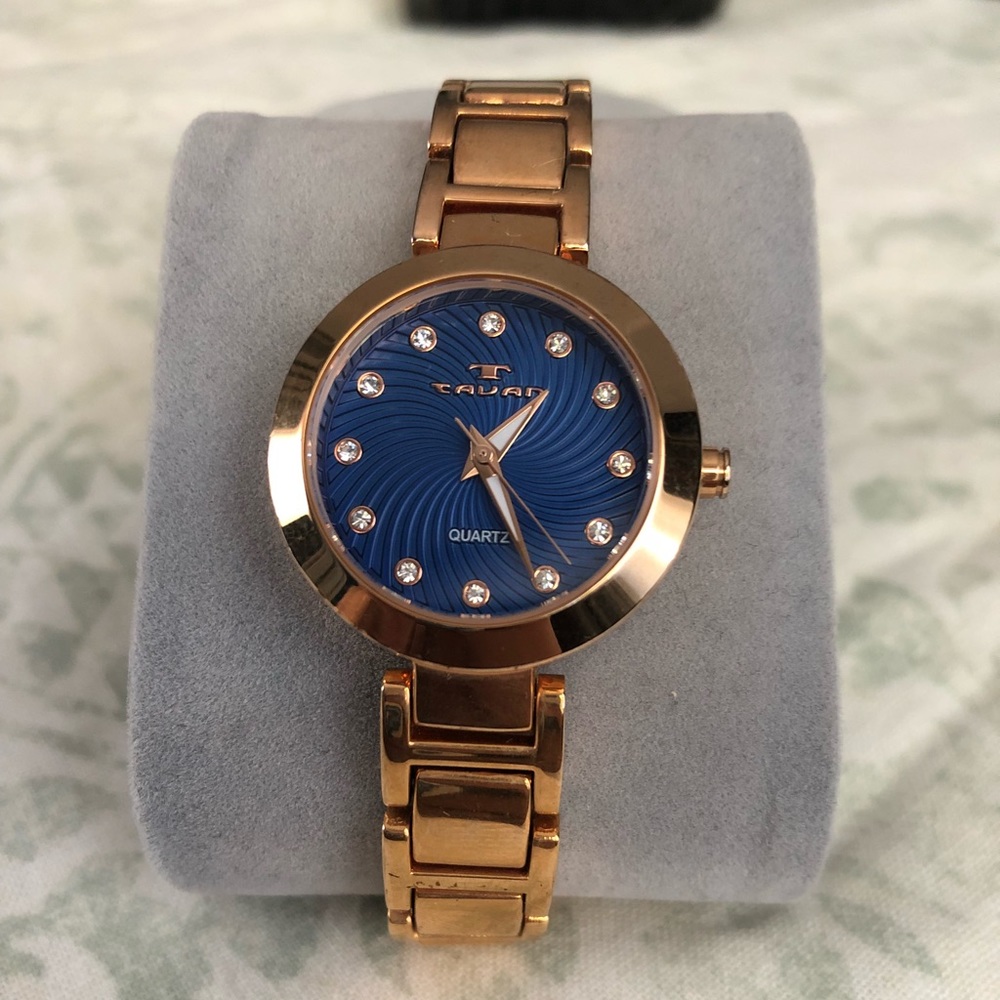 Tavan Two-Tone Slim Watch with Blue Face
